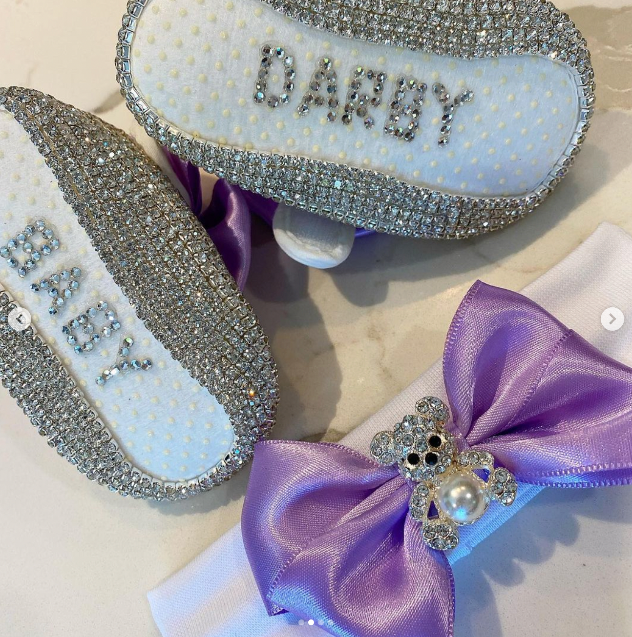 Teddy Bear Pearl Glam Satin Bow Shoes