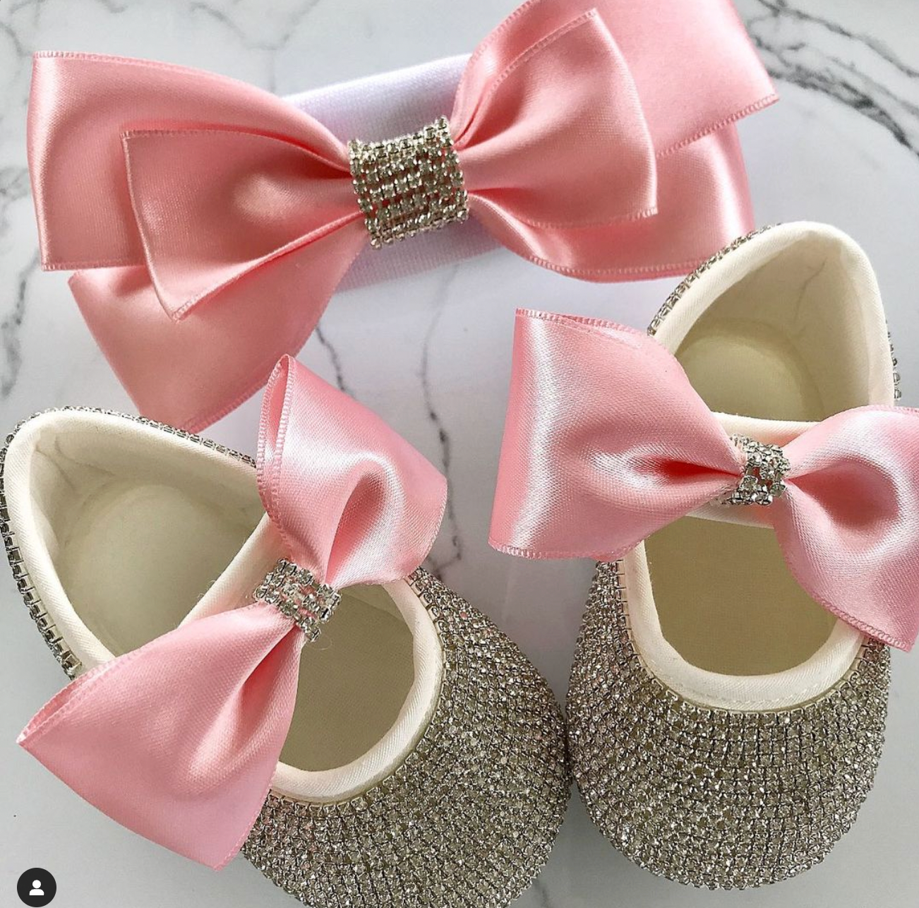 Glam Satin Bow Personalized Baby Shoes
