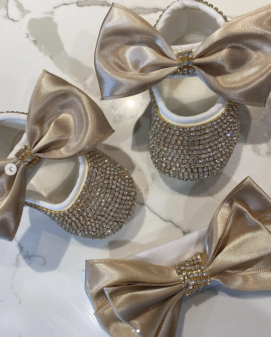 Glam Satin Bow Personalized Baby Shoes