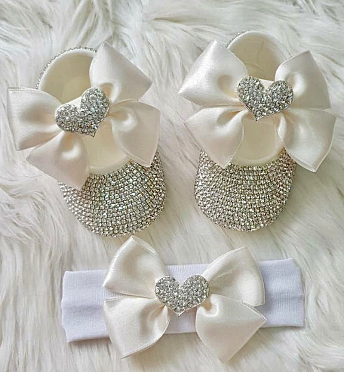 Cushion Heart Glam Satin Baby Shoes