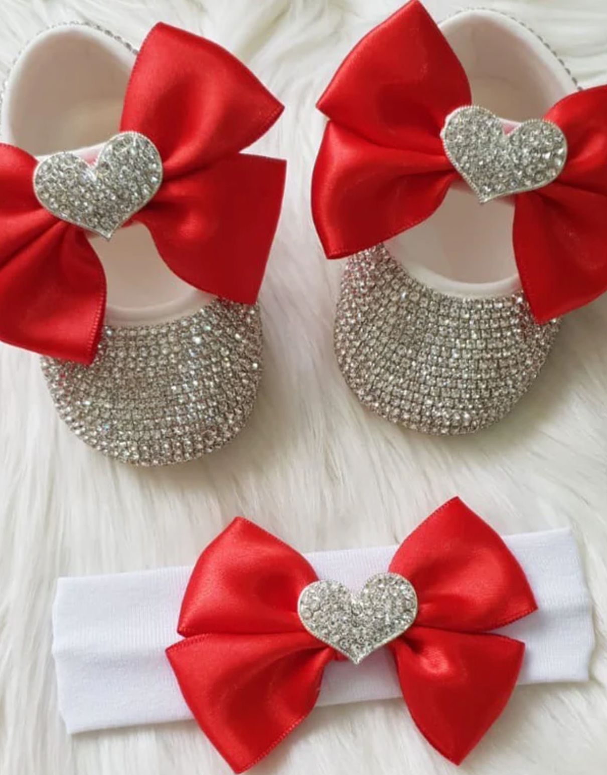 Cushion Heart Glam Satin Baby Shoes