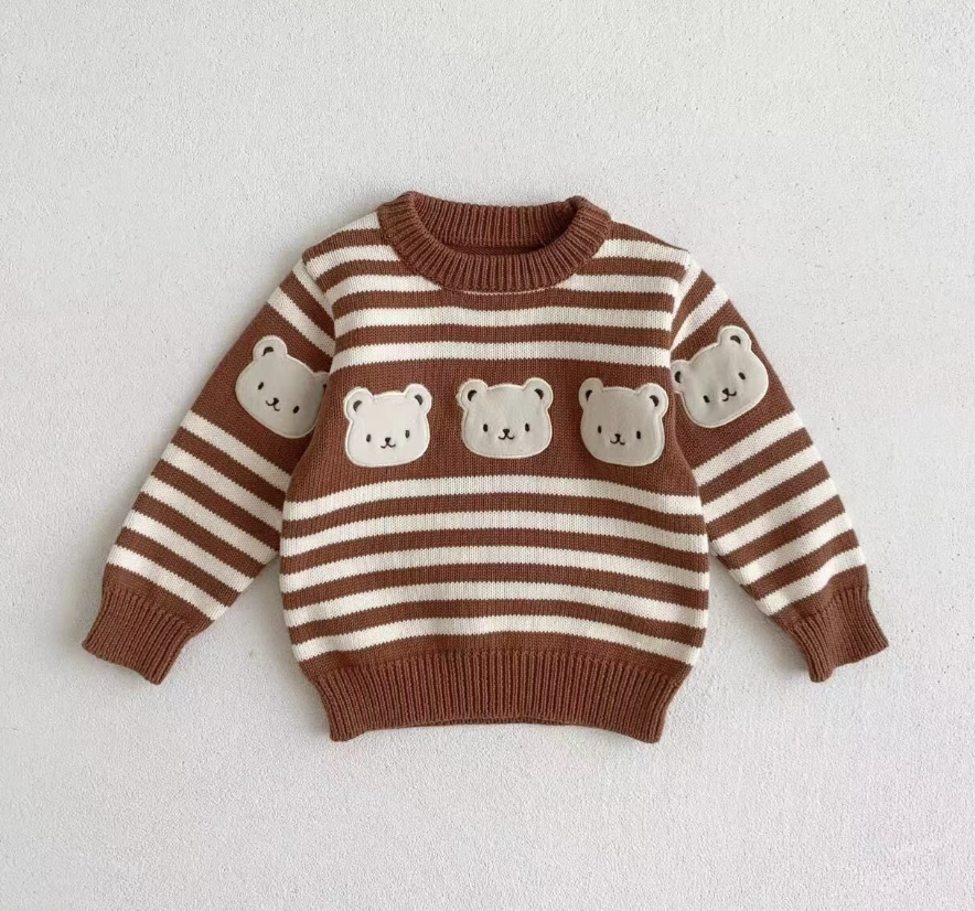 Bear Striped Knit Baby Two Piece