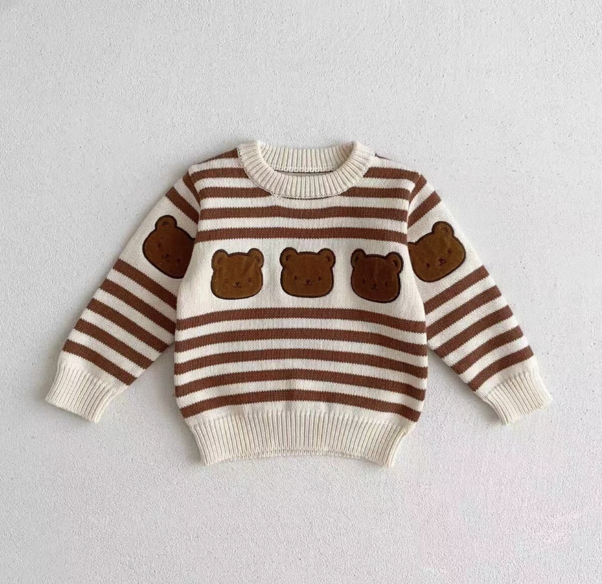Bear Striped Knit Baby Two Piece