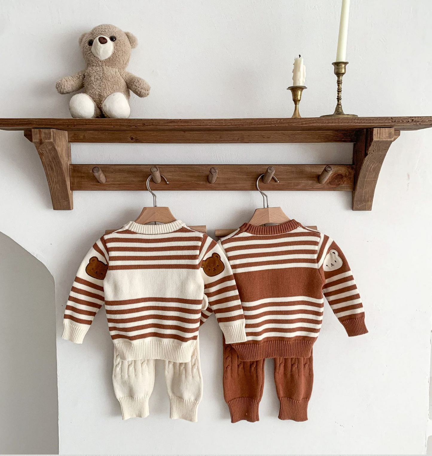 Bear Striped Knit Baby Two Piece