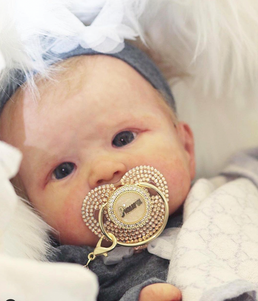 Full Crystal Glam Personalized Name Pacifier & Clip Set