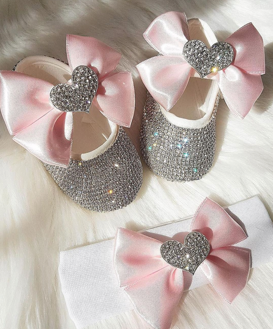 Cushion Heart Glam Satin Baby Shoes