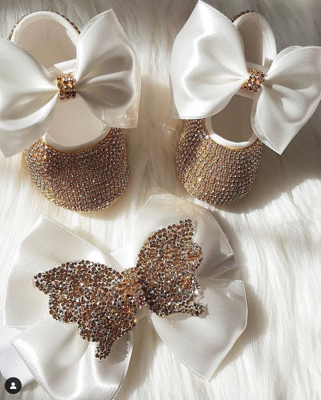 Bejeweled Hollywood Glam Satin Bow Baby Shoes