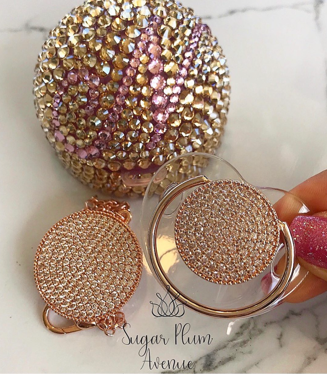 Glam Swarovski Crystal Pacifier Case & Holder