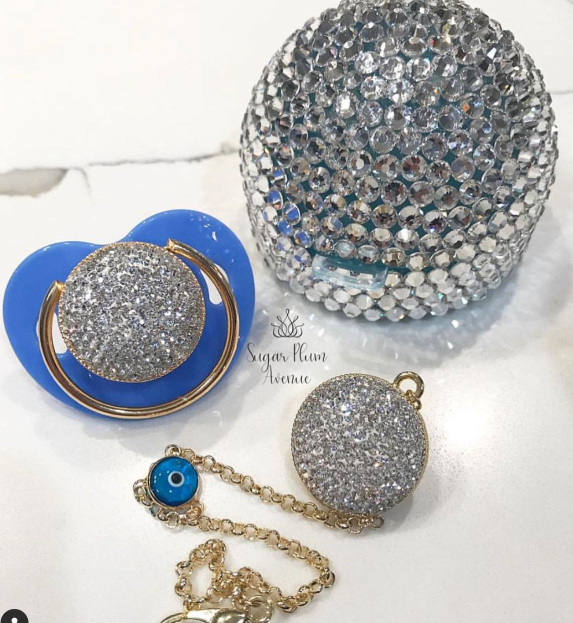 Glam Swarovski Crystal Pacifier Case & Holder