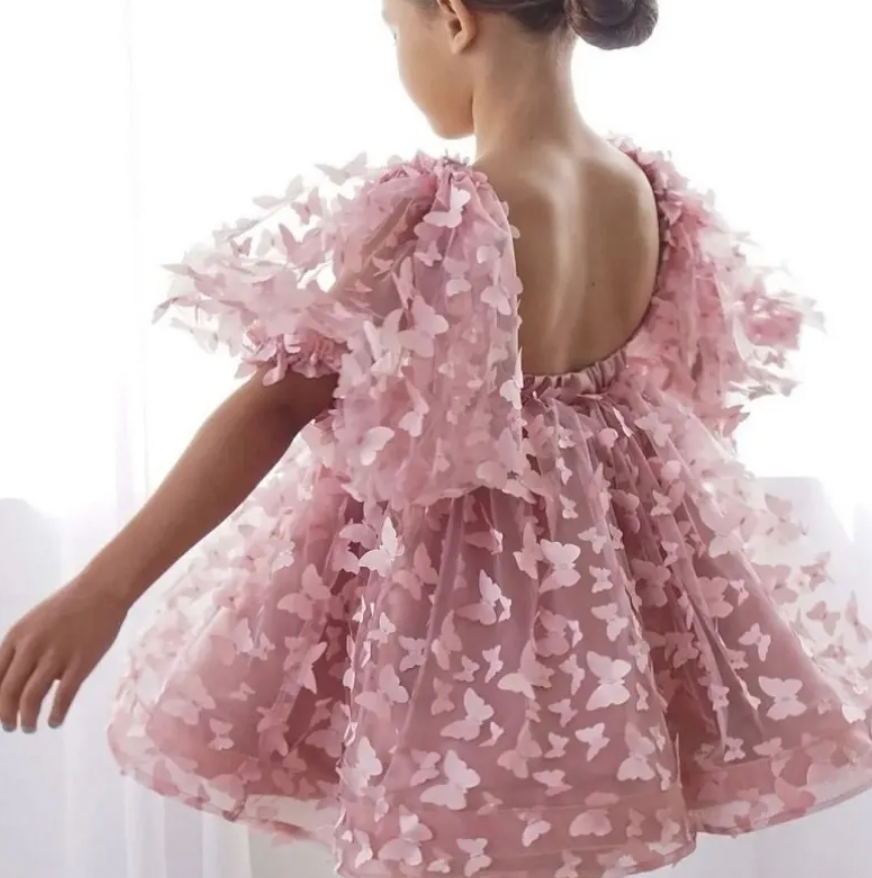 Chloe Butterfly Tulle Puff Sleeve Dress