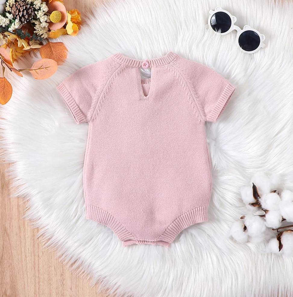 Baby Pink Sweet Floral Knit Bodysuit