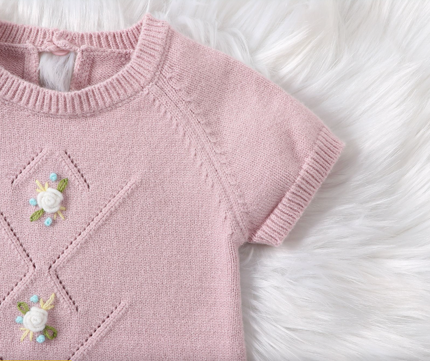 Baby Pink Sweet Floral Knit Bodysuit